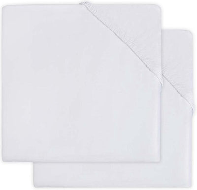 Jollein hoeslaken molton ledikant 60x120cm - wit - 2 stuks