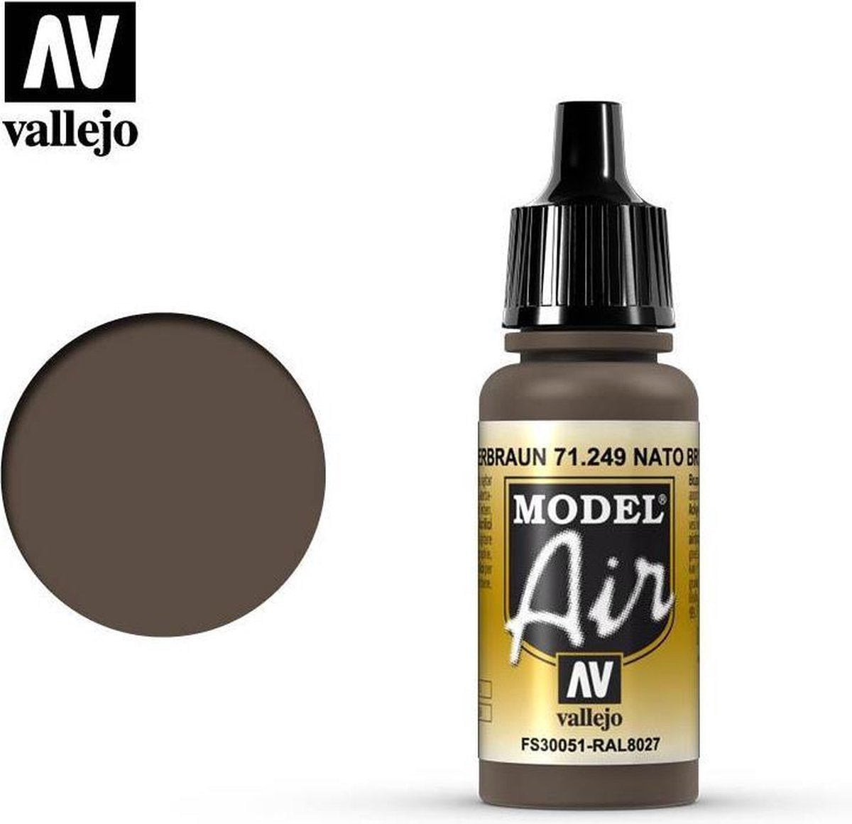 Vallejo hobbyverf acrylverf - 71249 model air nato brown - acryl verf flesje - 17 ml