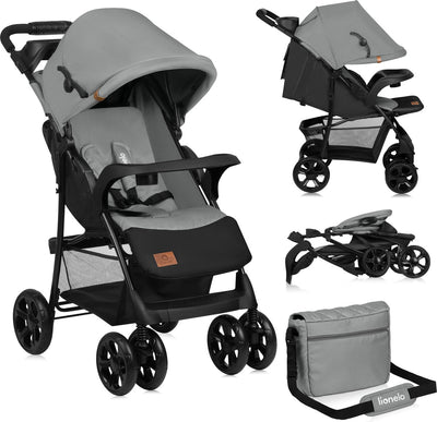 Lionelo emma plus - buggy - lichte en duurzame kinderwagen - 5-punts gordel - rugleuningverstelling tot ligpositie - verlengd luifel met venster - grote mand - praktische tas en organizer - schokdempers - geschikt voor kinderen tot 15 kg