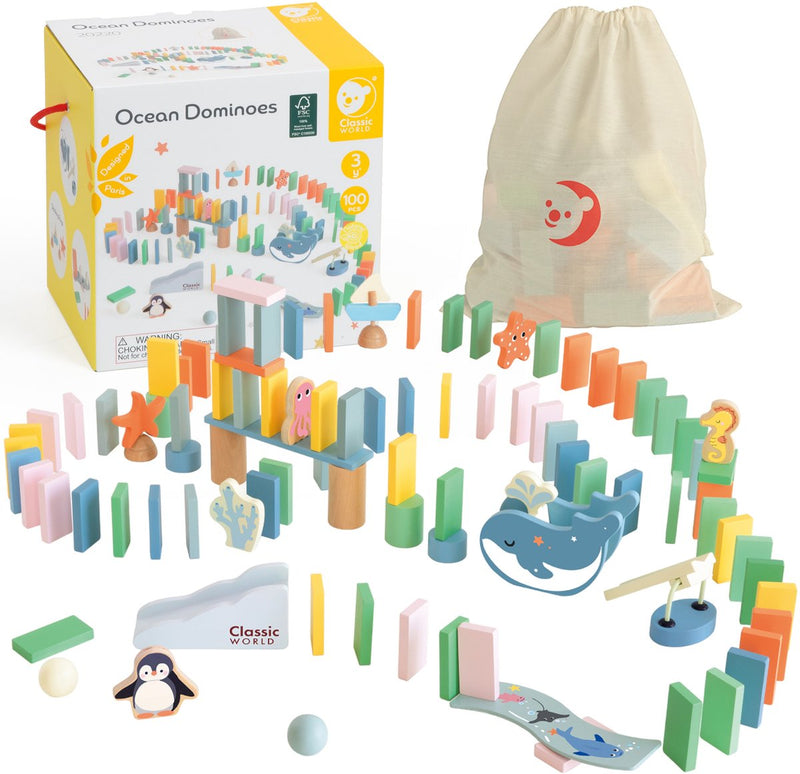 Classic World Wooden Domino Ocean, 100dlg.