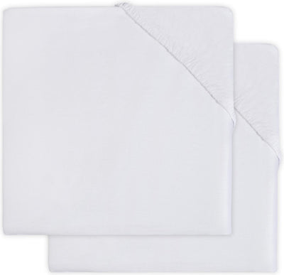 Jollein - lenzuolo con angoli per bambini, materasso in jersey (bianco) - cotone - 2 pezzi - lenzuolo con angoli per bambini, lenzuolo con angoli - 75x95 cm
