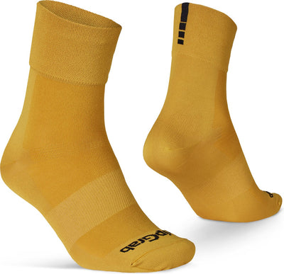 Gripgrab - calzini da ciclismo estivi leggeri e performanti SL 1 paio di calzini da ciclismo coolmax taglio regolare - giallo senape - unisex - taglia L (44-47)