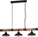 Eglo oldbury hanglamp - 3-lichts - e27 zwart bruin - fsc hout