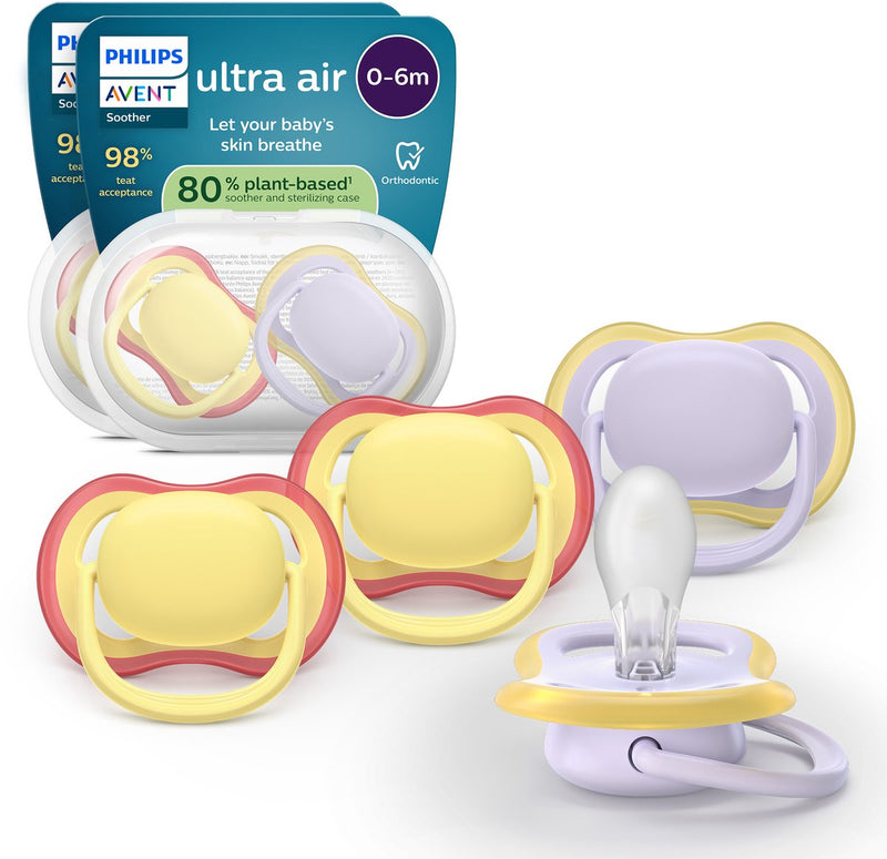 Philips avent ultra air – ciuccio traspirante e leggero (0-6 mesi) – 4 pezzi - scf087 20