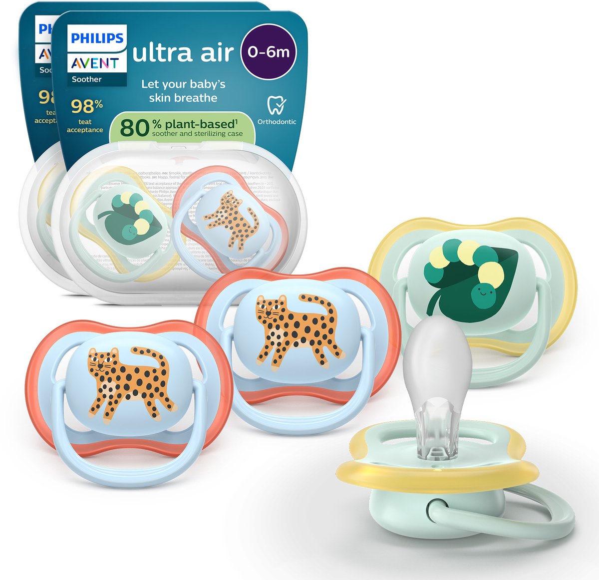 Philips avent ultra air – ciuccio traspirante e leggero (0-6 mesi) – 4 pezzi - scf087 19