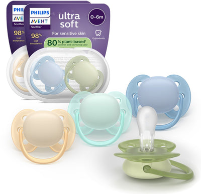 Philips avent ultra soft – superzachte siliconen fopspeen (0-6 mnd) – voor gevoelige huid – 4 stuks - scf091 50
