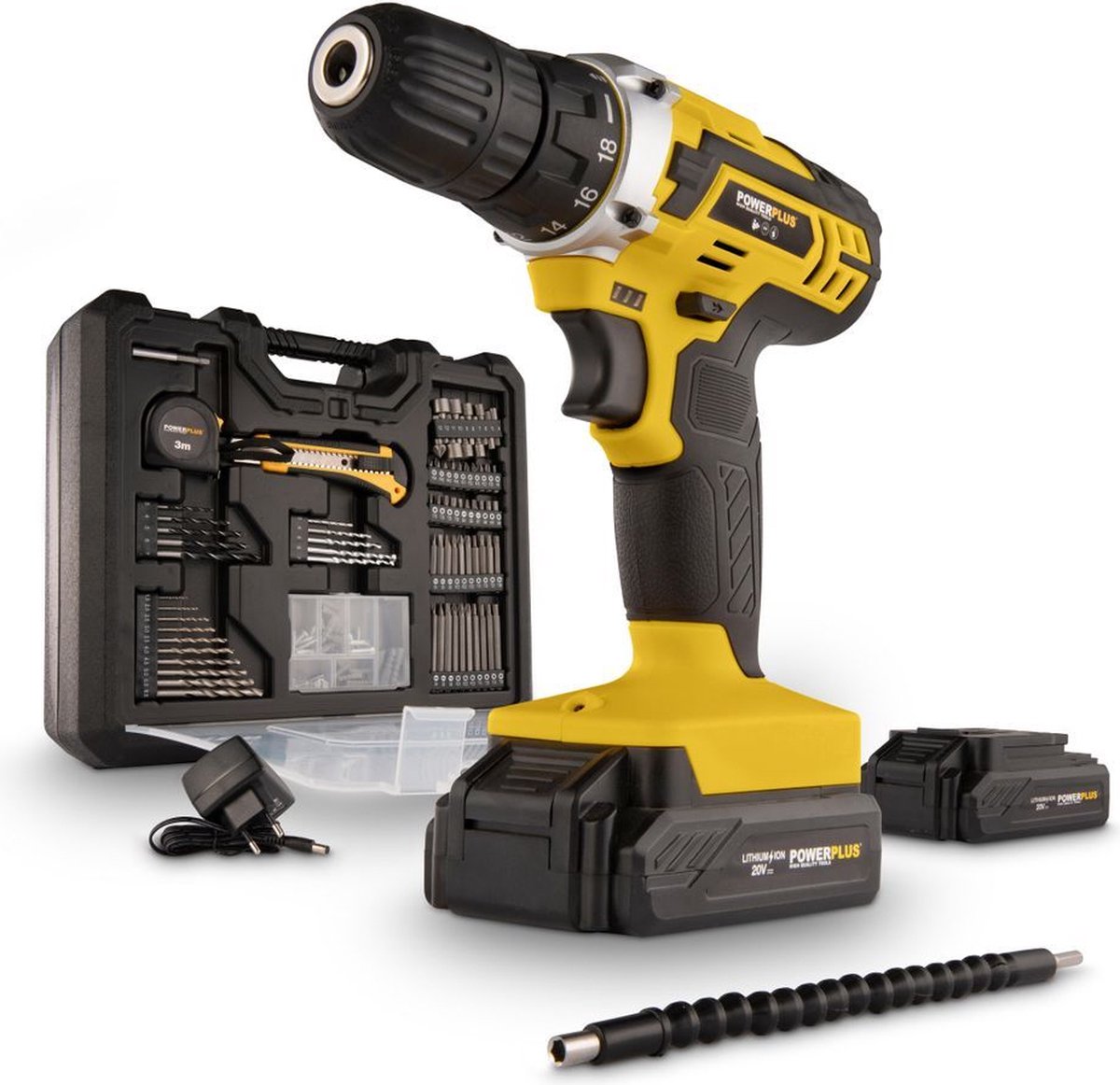 Taladro inalámbrico Powerplus powx00830 - Taladro a batería de 20 V para madera y metal - incl. batería, cargador y bits