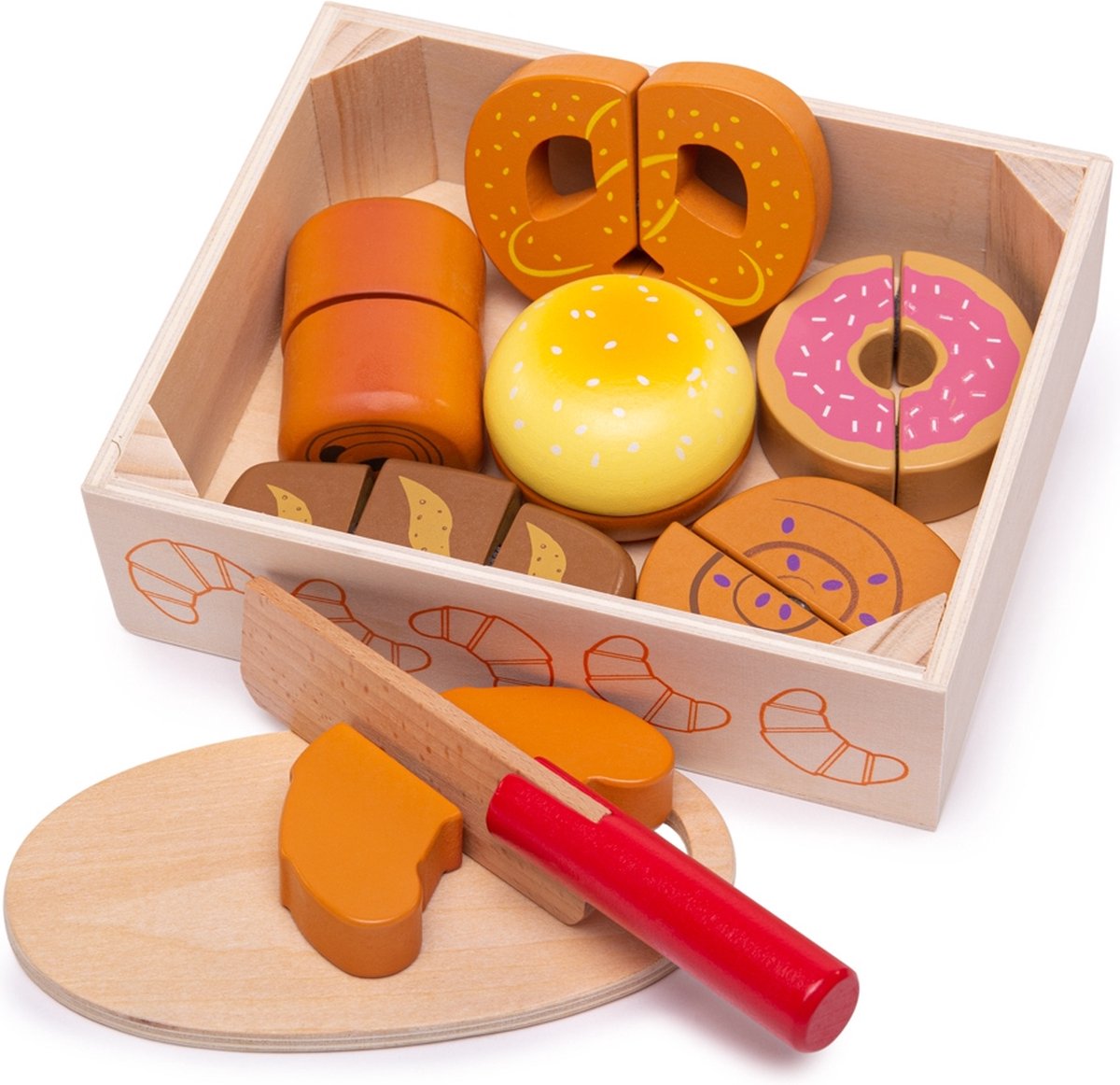 Bigjigs Box in legno con taglio del pane, 17dlg.