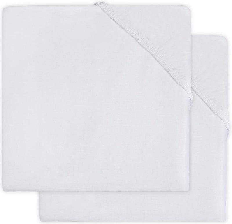 Jollein - lenzuolo con angoli per bambini, materasso in jersey (bianco) - cotone - 2 pezzi - lenzuolo con angoli per bambini, lenzuolo con angoli - 75x95 cm