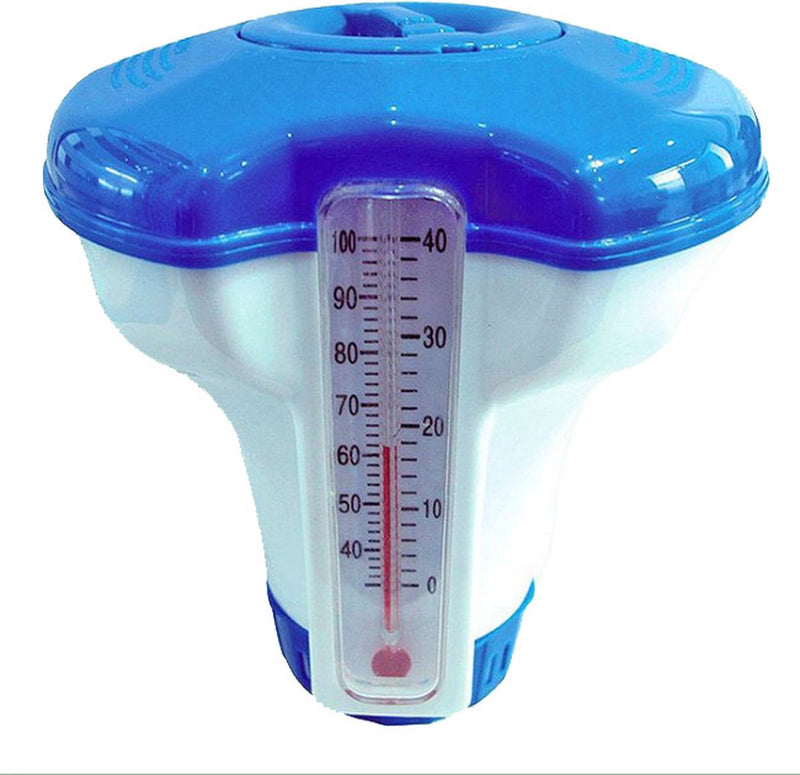 Fun de verano Chloordispenser 20 gramos con termómetro azul blanco