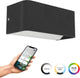 Eglo connect.z sania-z smart wandlamp - buiten - badkamer - 20 cm - zwart wit - instelbaar rgb wit licht - dimbaar - zigbee