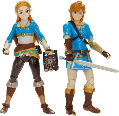Jakks Nintendo the Legend of Zelda - Principessa Zelda e Link - action figure, confezione da 2 10 cm