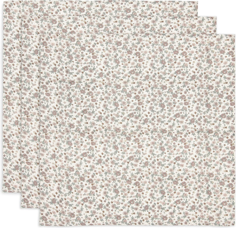 Jollein - paño hidrofílico pequeño 70x70cm - paño para envolver, paños para eructar, paños para bebés - algodón suave - flores retro - 3 piezas