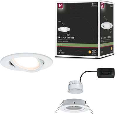 Paulmann LED recessed lamp Nova Coin single lamp swiveling round 84 mm 50° coin 6W 470lm 230V 2700K white matt