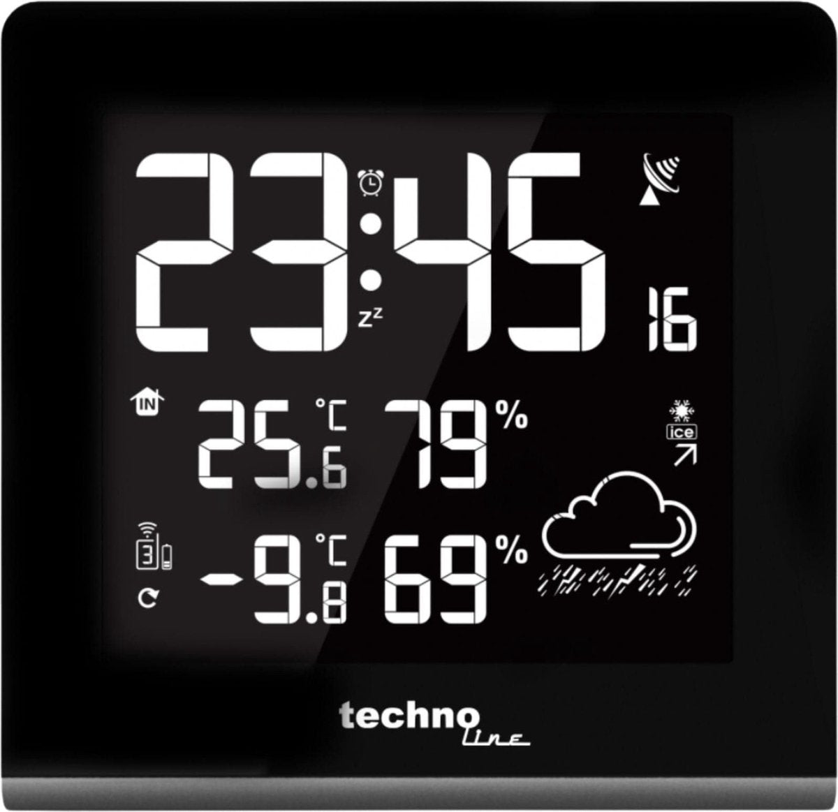 Stazione meteorologica Technoline - ws 9065 - 165x170x26mm - nero argento - con 1 sensore esterno 30m e retroilluminazione regolabile - tl-ws9065