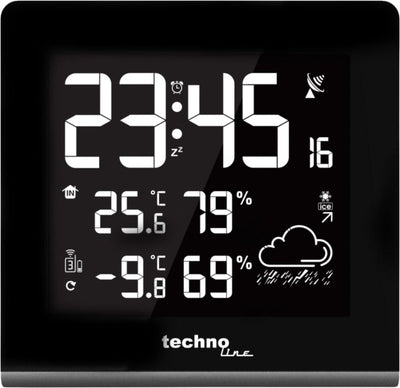 Stazione meteorologica Technoline - ws 9065 - 165x170x26mm - nero argento - con 1 sensore esterno 30m e retroilluminazione regolabile - tl-ws9065