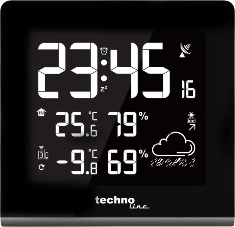 Stazione meteorologica Technoline - ws 9065 - 165x170x26mm - nero argento - con 1 sensore esterno 30m e retroilluminazione regolabile - tl-ws9065