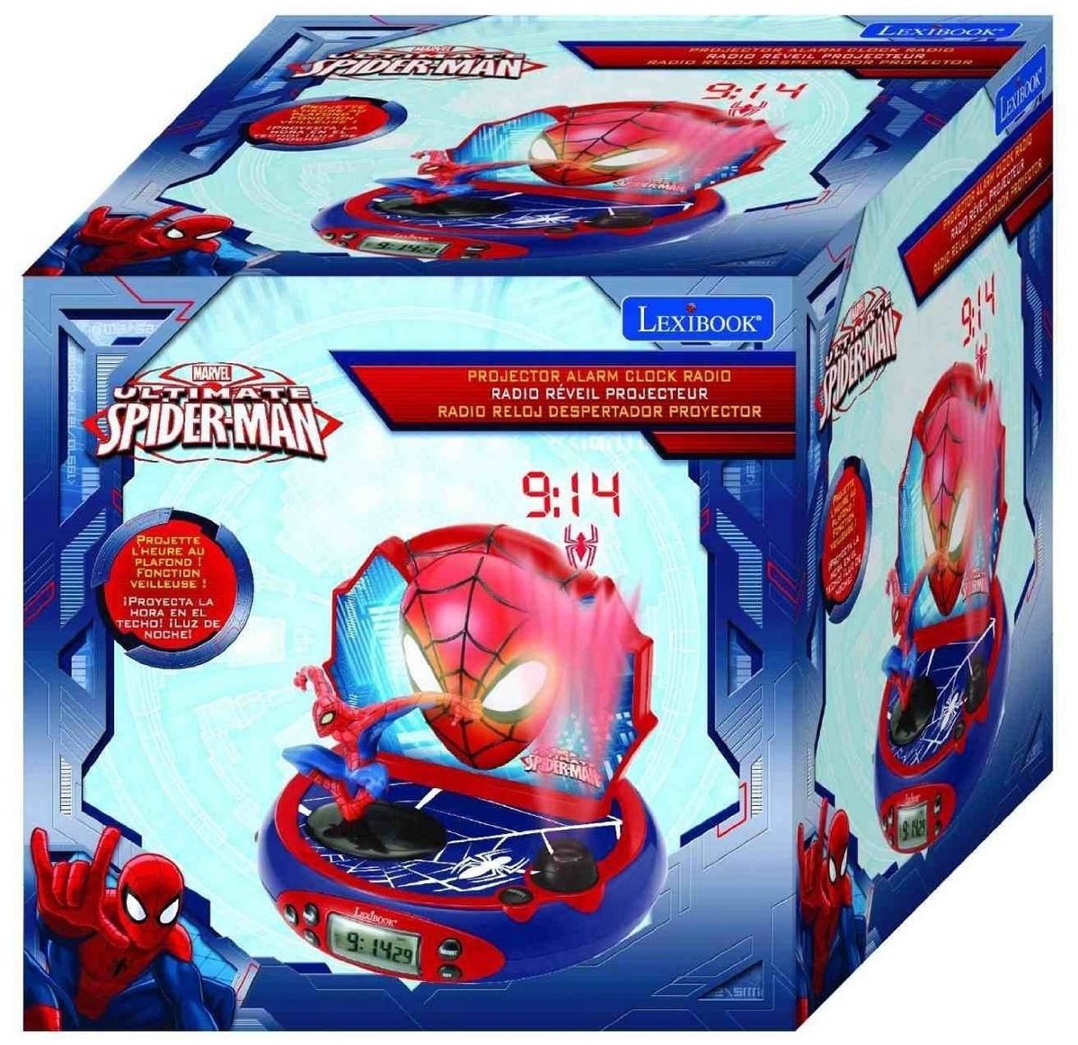 Orologio proiettore 3D Spider-Man Lexibook con suoni magici