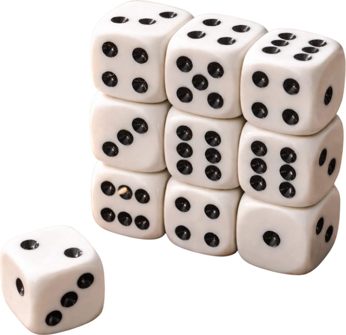 Dadi Eddy Toys 10 pezzi - dadi a sei facce - bianchi con punti neri - set per giochi da tavolo e giochi di dadi