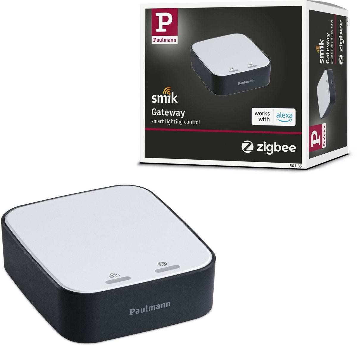 Paulmann smart home zigbee 3.0 gateway smik - bianco antracite - controllo vocale tramite app - per illuminazione zigbee