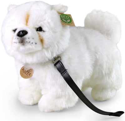 Rappa eco peluche chow chow 30 cm - peluche realistico realizzato con bottiglie in PET riciclate - bianco