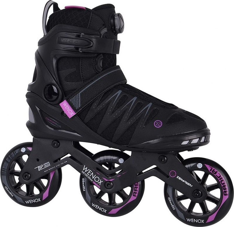 Patines en línea tempish wenox top 100 para mujer - ruedas de 4x100 mm - patines en línea speed fitness - negro rosa - talla 42