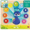 Jumbo goula - pavone puzzle con borchie in legno, 9 pz.