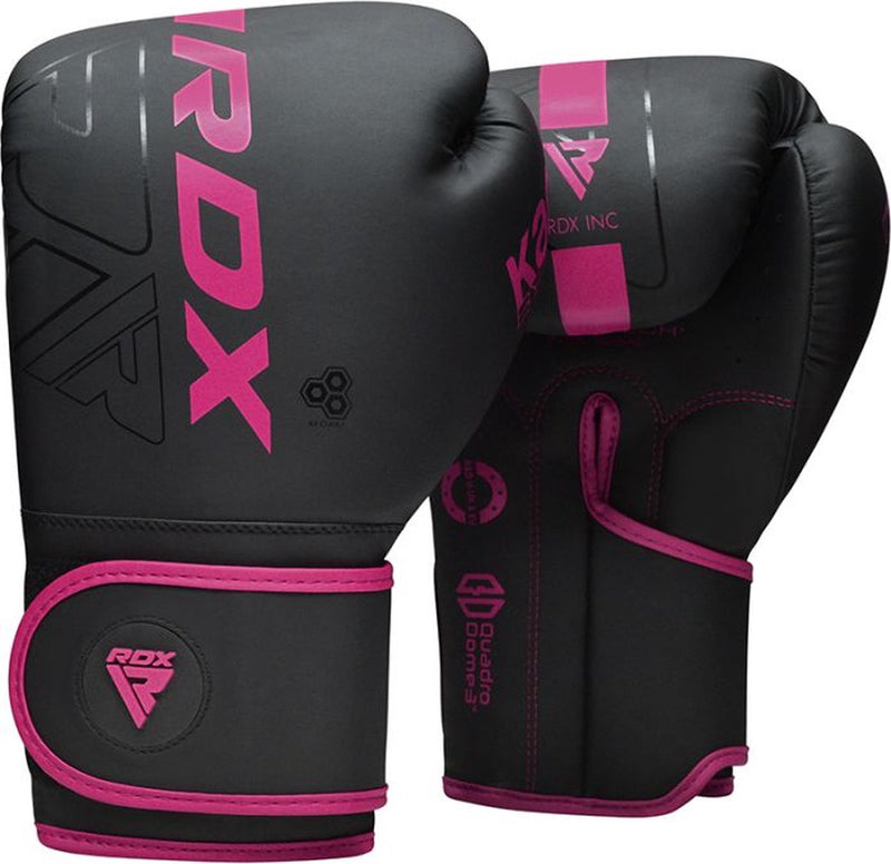 Guantoni da boxe Rdx Sports F6 Kara - Guantoni da boxe - Allenamento - Guanti per arti marziali - Boxe - Rosa - Opaco - 12 oz