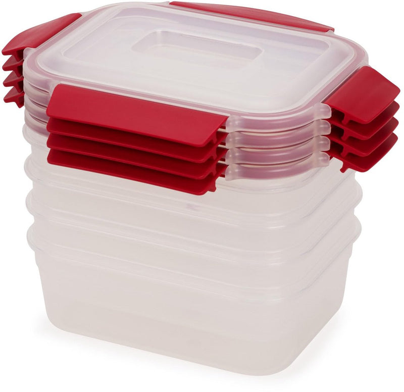 Joseph Joseph Nest Lock set di contenitori per alimenti da 4 pezzi – 1,1 litri – a tenuta stagna – impilabile – rosso