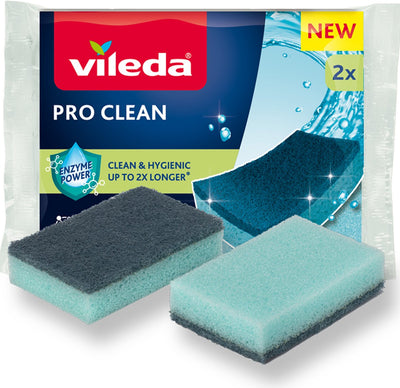 Vileda pro clean - esponja limpiadora de cocina - enzimas - alta clorinabilidad - 2 piezas