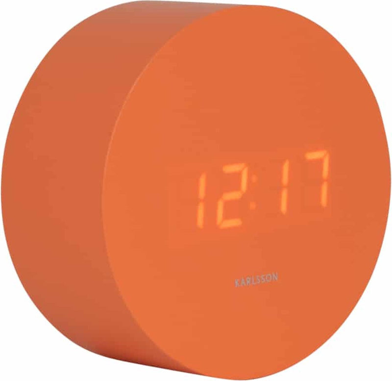 Sveglia Karlsson spry round - arancione - ø9cm - scandinava - sveglia per camera da letto - sveglie