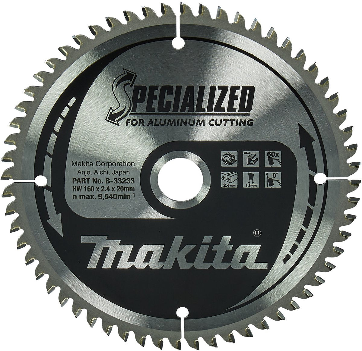 Makita accessories circular saw blade | aluminum | 160x20x2.4 60t 0g - b-33233