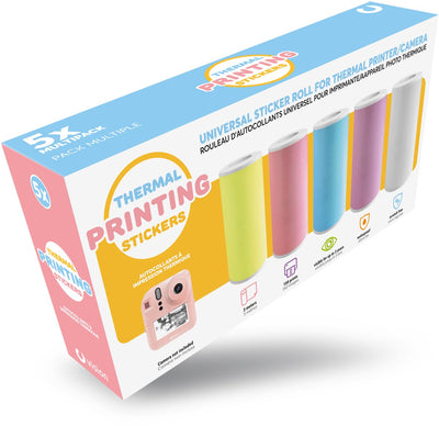 Adesivi di ricarica universali Vision Products 5 rotoli (57 x 30 mm) per fotocamera per bambini con stampante e stampante tascabile
