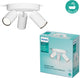 Spot Philips LED Philips Idris - faretto da soffitto - antispruzzo IP44 - nero - bianco - lampada da bagno - tre punti luce - piastra di base rotonda - adatto solo per spot LED