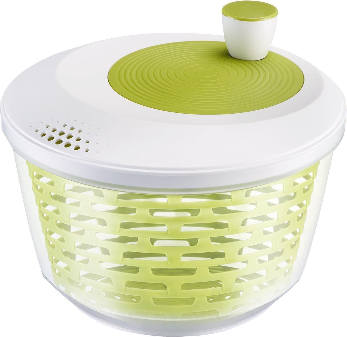 Centrifuga per insalata Westmark, capacità: 4,4 l, ø 23,5 cm, plastica, senza BPA, spinderella, bianco verde trasparente