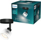 Philips horen opbouwspot - led gu10 fitting - richtbaar - 1 lichtpunt - clickfix - zwart met geribbeld glas