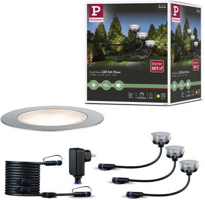 Paulmann Plug Shine LED Ground Recessed Lamp Floor Eco Basic Set IP67 3000K 3x2W 21VA Silver