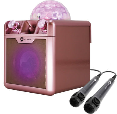 N-gear disco block 410 - karaoke set - bluetooth speaker - party box with 2 microphones - space pink - limited edition