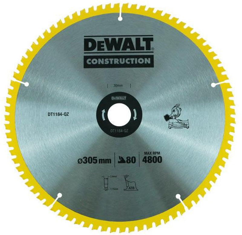Dewalt dt1184-qz - hoja de sierra circular - 305 mm - 80 dientes - para madera