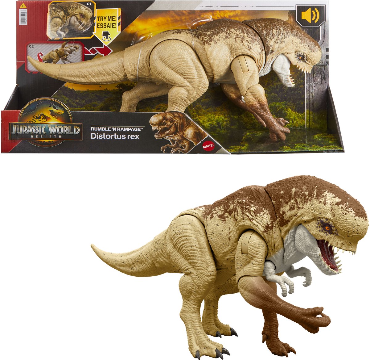 Mattel Jurassic World Rebirth - Dino malvagio - Distortus Rex