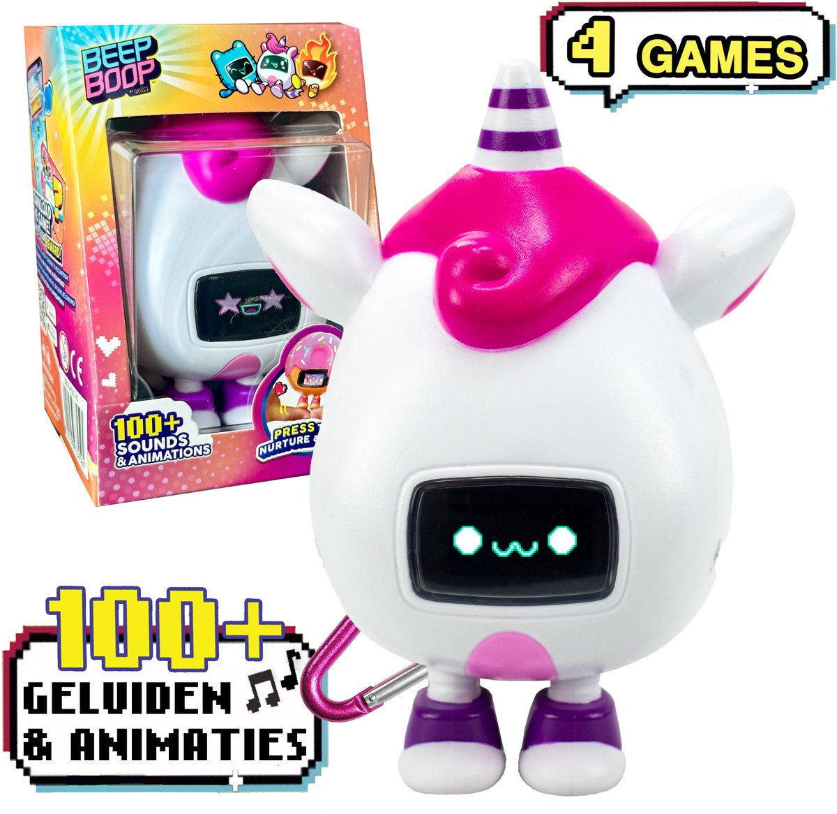 Eolo beep boop kirin - il tuo animale domestico virtuale con emozioni, 4 giochi e oltre 100 animazioni sonore - cura e gioca - giocattoli interattivi