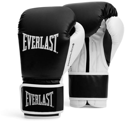 Guanti Everlast Powerlock og da allenamento (kick)boxing con velcro, bianco e nero, 14 once