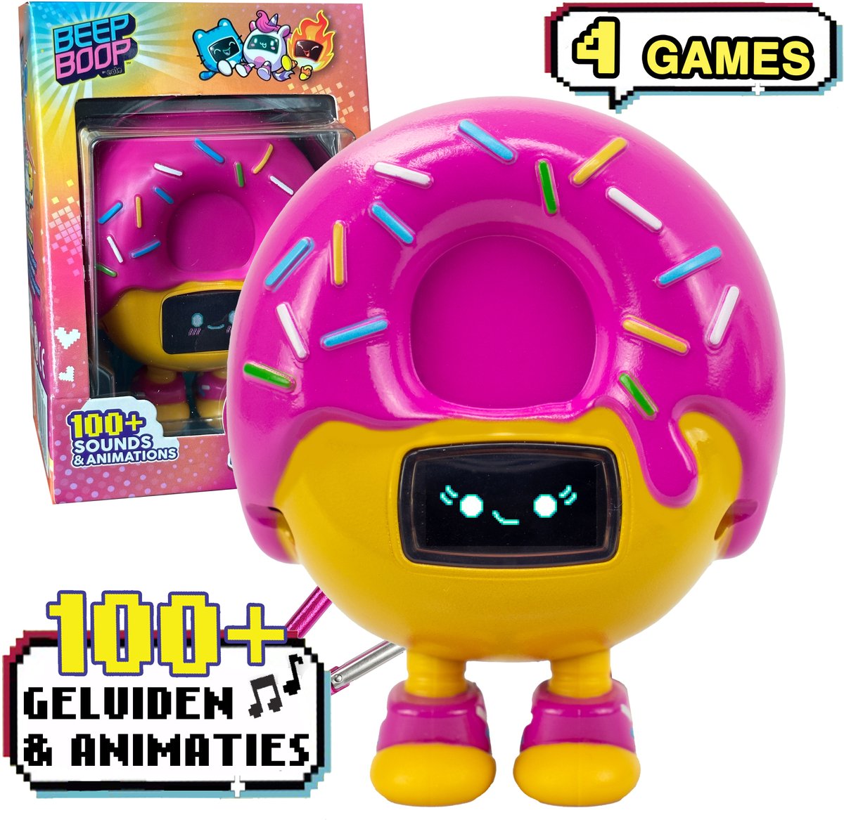 Eolo beep boop mochi - il tuo animale domestico virtuale con emozioni, 4 giochi e oltre 100 animazioni sonore - cura e gioca - giocattoli interattivi