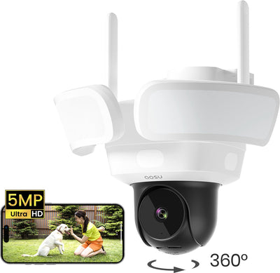 Aosu floodlight cam pro - 5mp beveiligingscamera - 360° zicht - ai-tracking - full-colour nachtzicht
