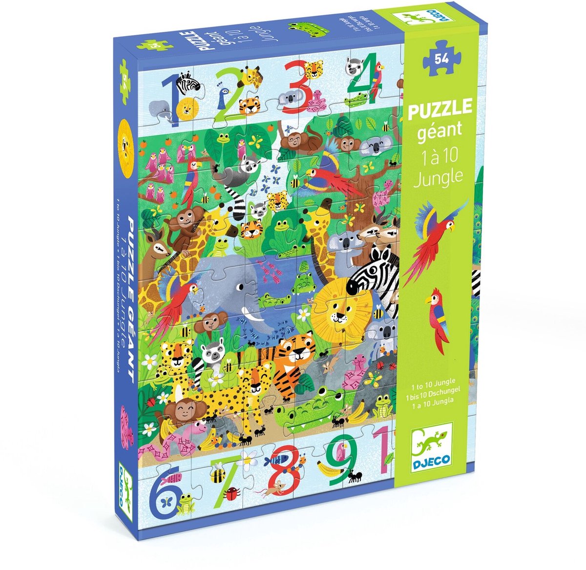 Djeco – dj07148 – jungle puzzel 54-delig – tellen 1-10