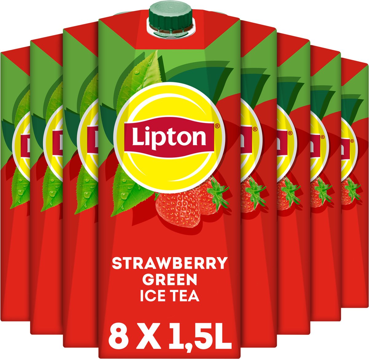 Lipton ice tea green - strawberry - laag in suiker - 8 x 1,5 l