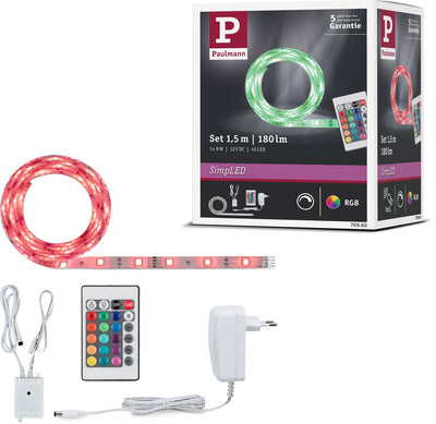 Striscia led semplice Paulmann 1,5 metri rgb - set plug play - 8w - 12v - bianco - metallo plastica