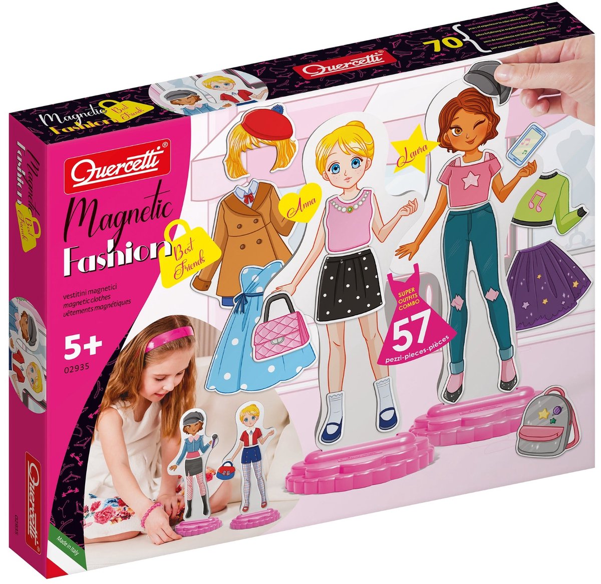 Quercetti muñeca magnética de moda Best Friends - 57 piezas.