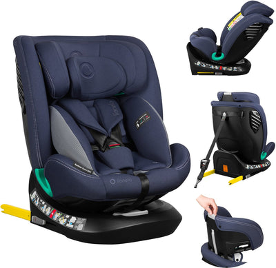 Lionelo Bastiaan One seggiolino auto i-size – Fissaggio superiore ISOFIX 4 in 1 – all'indietro in avanti – base girevole a 360° con facile rotazione – poggiatesta in memory foam regolabile – 40–150 cm – utilizzo prolungato elevato livello di sicurezza