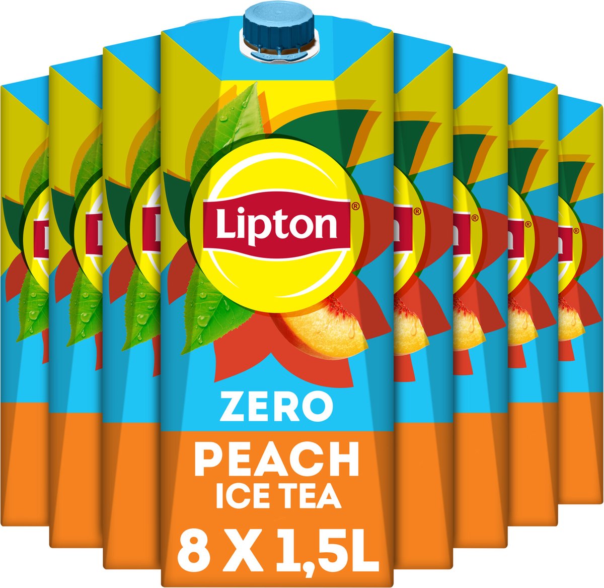 Lipton ice tea peach - zero sugar - vol van smaak, zonder suiker - 8 x 1.5l